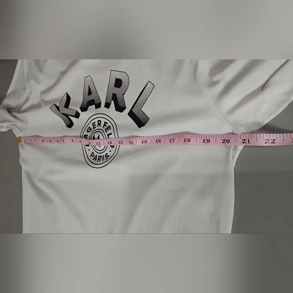 KARL LAGERFELD Men’s Short Sleeve T-Shirt Paris Size  Med Beige w/Black - Picture 5 of 9